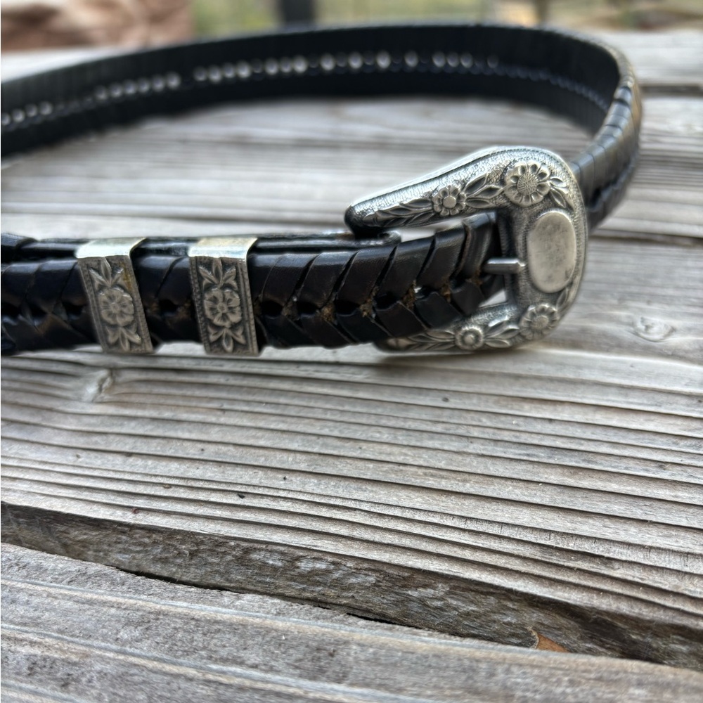Sterling Silver Western Buckle w Braided Belt